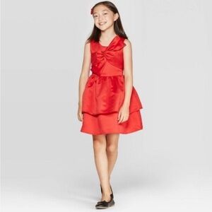 girl satin red dress with bow cat&jack